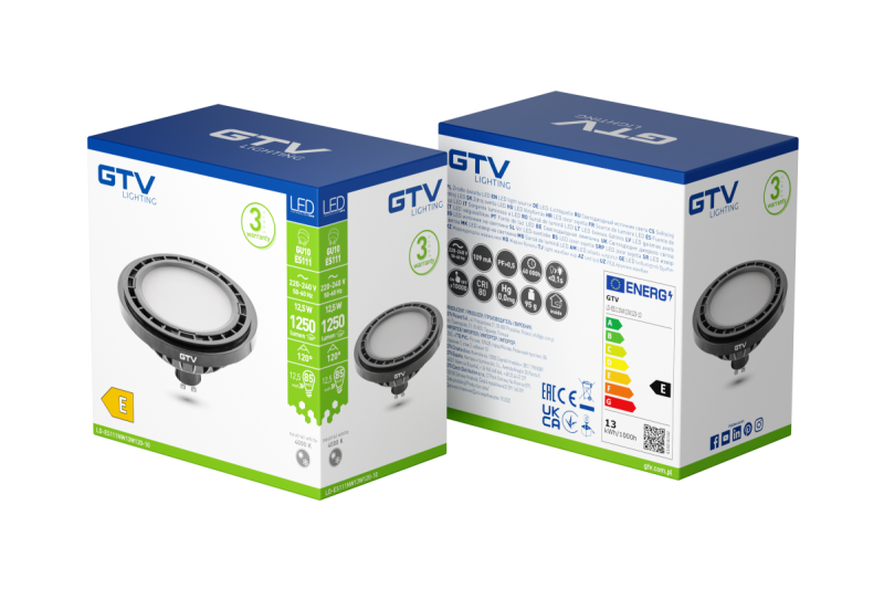 LED LIGHT SOURCE, A-G, ES111, 4000K, GU10, 12,5W, AC220-240V, 120°, 1250lm, 109mA, black 1208962745