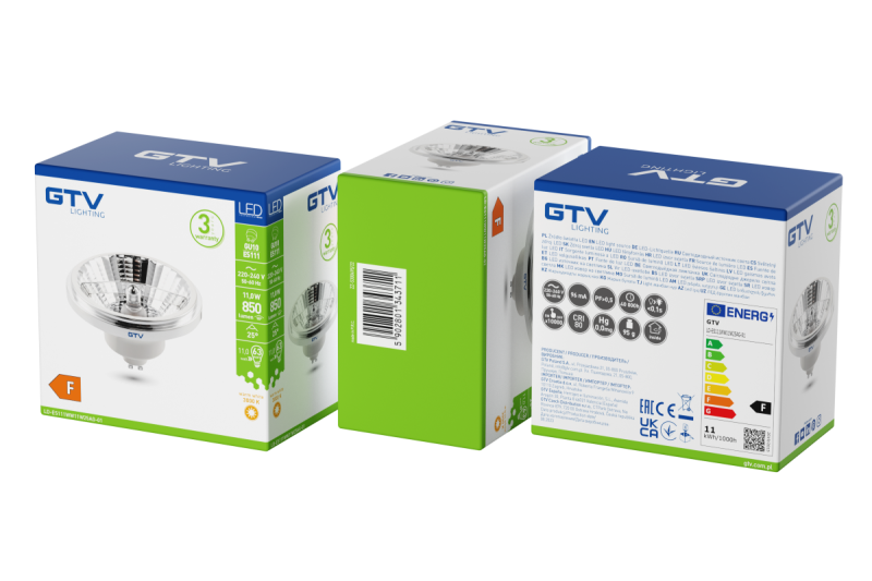 LED LIGHT SOURCE, A-G, ES111, 3000K, GU10, 11,0W, AC220-240V, 25°, 850lm, 96mA, chrome 1208962750