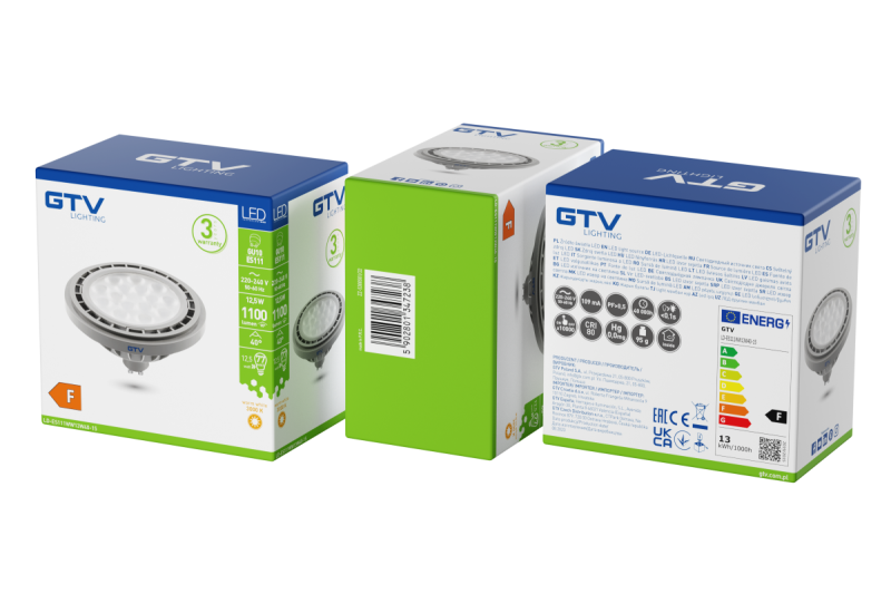 LED LIGHT SOURCE, A-G, ES111, 3000K, GU10, 12,5W, AC220-240V, 40°, 1100lm, 109mA, gray 1208962756