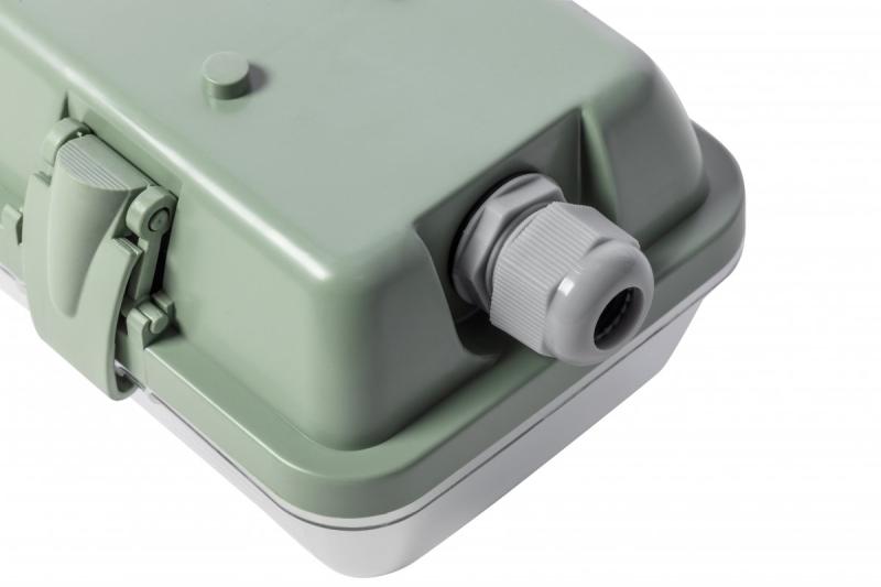 Waterproof fixture HELIOS-LED 258 BIS, T8 LED, G13, AC220-240V, 50/60Hz, IP65, ABS/PS, with wiring for one side power supply LED tubes, gray housing 1208962839