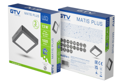 MATIS PLUS LED luminaire, downlight, 13W, black, 4000K, 1020lm, AC220-240V, surface-mounted, IP20, 120° 1208962954
