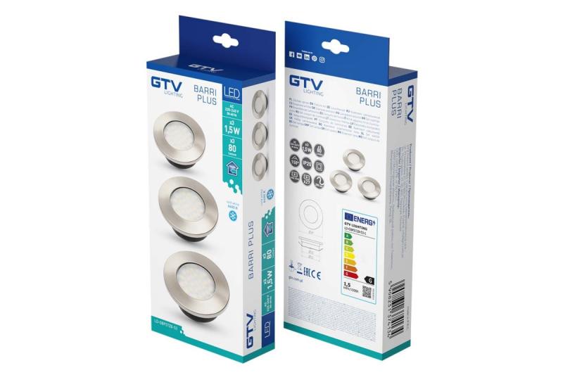 Barri  PLUS LED Set, 3x Recessed Round Luminaire 27 LED 3528SMD, Cold White, 230V, 1.5W 1208963015