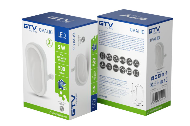 LED Channel Luminaire OVALIO, 5W, 500lm, AC175-265V, 50/60 Hz, PF>0,5 ,RA>80 IP54, white 1208963087