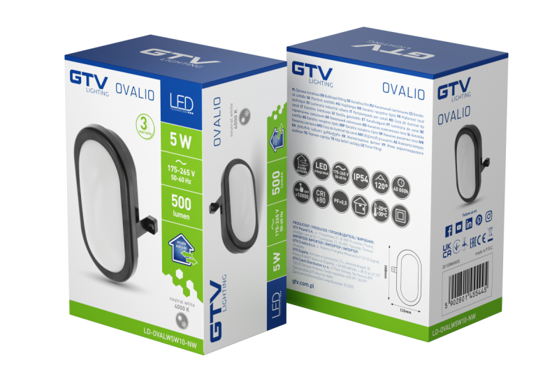 LED Channel Luminaire OVALIO, 5W, 500lm, AC175-265V, 50/60 Hz, PF> 0,5,RA>80, IP54, black 1208963088