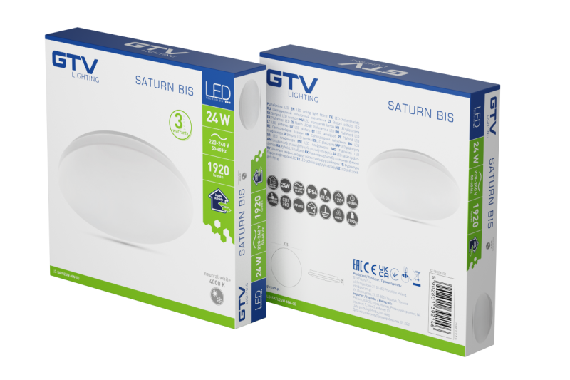 SATURN BIS LED ceiling lamp, Ø375mm, 4000K, 24W, 1920lm, AC220-240V, 50/60 Hz, PF>0,5, IP54, 3y 1208963132