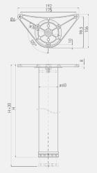 Tafelpoot rond rvs 82cm hoog verstelbaar 3cm met poot diameter 6cm 1208963588