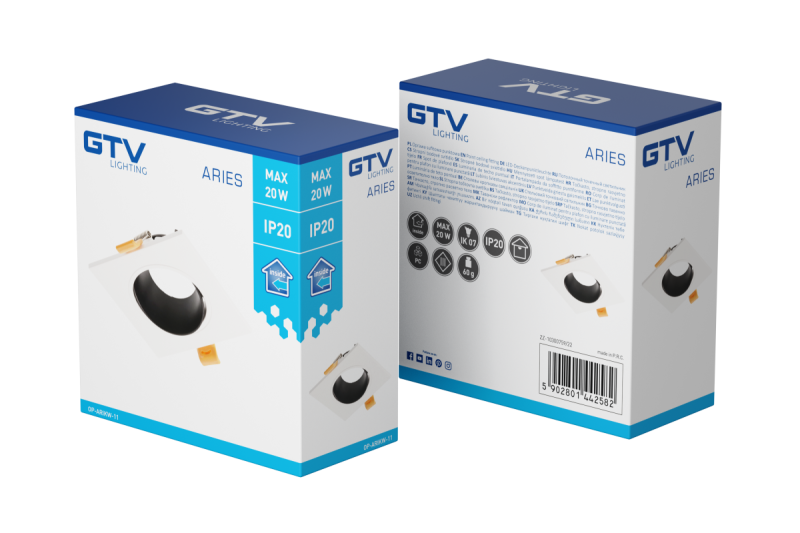 Decor Plafondspot ARIES IP20 vierkant wit/zwart 1208963705