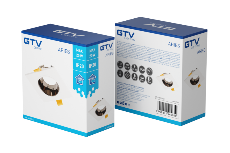 Decor Plafondspot ARIES IP20 vierkant wit/zwart-chroom 1208963707