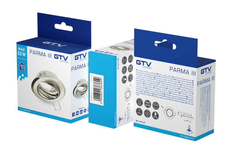 Decor Plafondspot PARMA III IP20 rond inox hoek verstelbaar. 1208963749