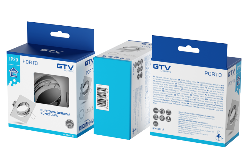 Decor PORTO-K plafondspot armatuur IP20 vierkant chroom hoekverstelbaar TYPE DT10 1208963783