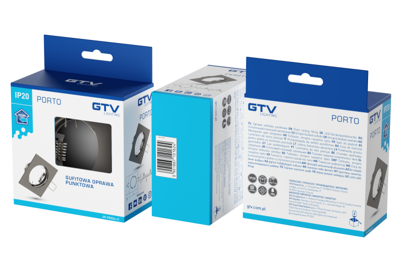 Decor PORTO plafondspot armatuur IP20 vierkant zwart chroom TYPE DS10 1208963793