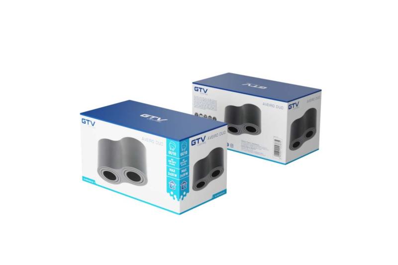 Decor Plafondarmatuur AVEIRO DUO aluminium 160x80x85mm IP20 max 20W*2 rond zwart. 1208963826