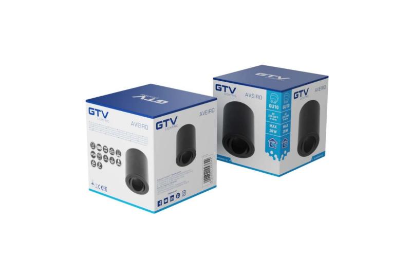 Decor Plafondarmatuur AVEIRO aluminium 80x85mm IP20 max 20W rond zwart. 1208963830