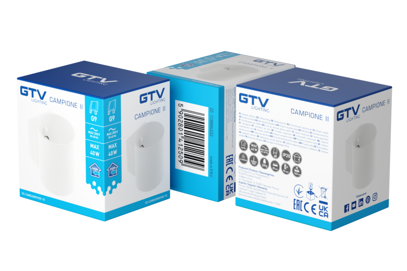 Decor Wandarmatuur CAMPIONE II G9 IP20 max. 40W IP20 max. 250V 50/60 Hz rond wit. 1208963856