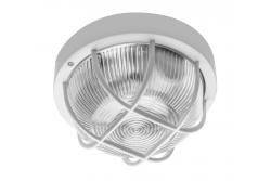 Bulkhead fixture IBIZA with grille, max 40W, E27, AC220-240V, 50-60Hz, IP44, ABS/glass/plastic grille, white housing 1208963893