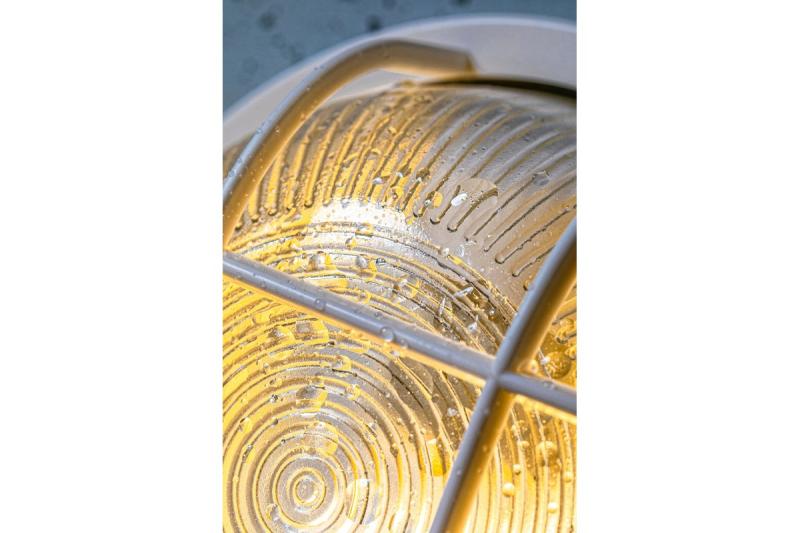 Bulkhead fixture IBIZA with grille, max 40W, E27, AC220-240V, 50-60Hz, IP44, ABS/glass/plastic grille, white housing 1208963893