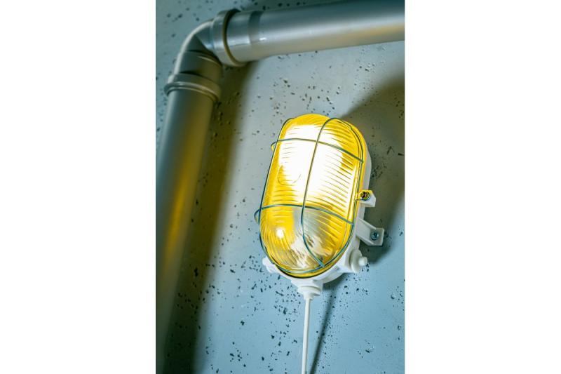 Bulkhead fixture SANGUESA KAM, max 40W, E27, AC220-240V, 50-60Hz, IP54, ABS/glass/metal grille, white housing 1208963901