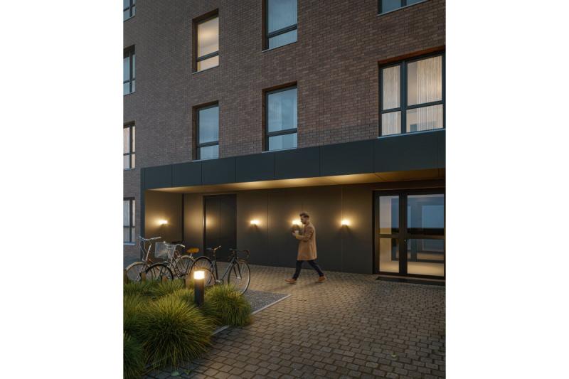 Decor Tuinarmatuur LARGO-AU E27 MAX.15W IP44 AC220-240V 50-60Hz wandlamp met rechte bovenkant in grafietkleur. 1208963916