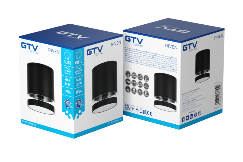 Decor Plafondarmatuur RIVEN alum 102x120 IP54 MAX.35W rond grafiet. 1208963984