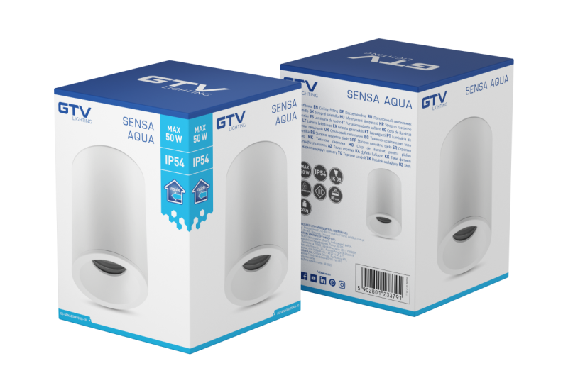 Decor SENSA AQUA plafondlamp alum 85x115 IP54 max 50W cirkelvormig wit. 1208964007