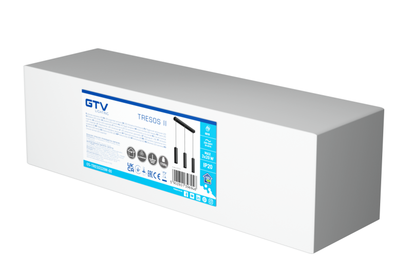 Decor Opgehangen armatuur TRESOS II 3xGU10 aluminium IP20 max. 3x20W zwart. 1208964030
