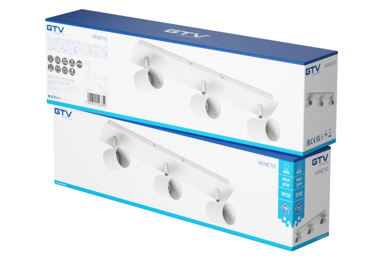 Decor Plafondarmatuur VENETO IP20 max. 20W 3 x GU10 rond wit. 1208964039