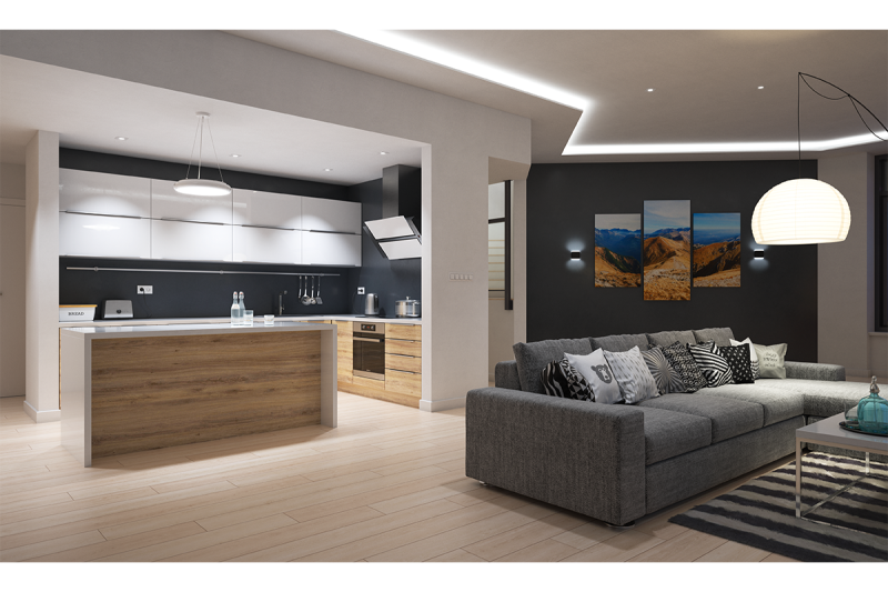 LED GLAX ceiling profile for GK panels 3m, non-anodized 1208964079