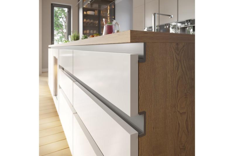 Aluminum profile, handleless system VELLO with LED function, L, inox, length 3 m 1208964218