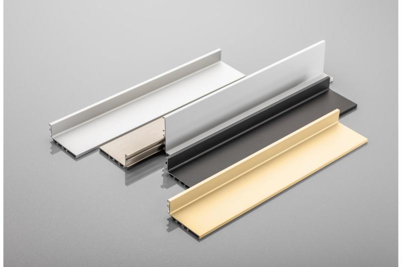 Aluminum profile, handleless system VELLO with LED function, L, black, length 3 m 1208964220