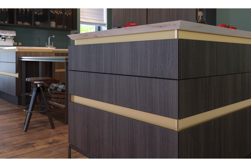 GTV VELLO profile, handleless system, wreath, L=3000 mm, 16 mm, Al, gold 1208964237