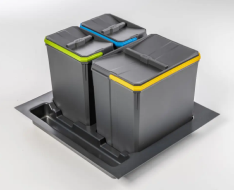 Garbi Basket B-60-3 sorteer afvalsysteem voor lade 60cm  incl. houder en 3 afvalbakken 1208964399