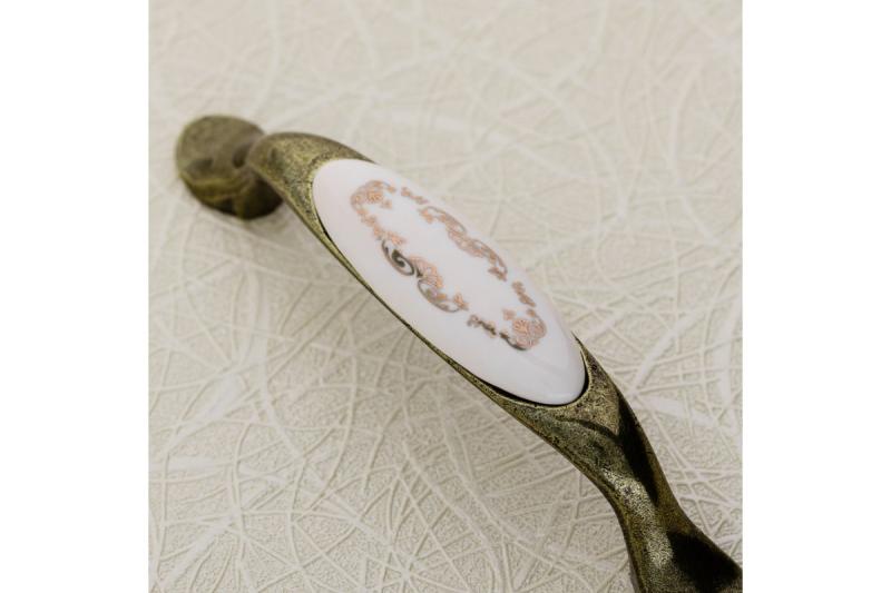 Porcelain handle 728P C=96mm antique brass X-gold ornament 1208965705