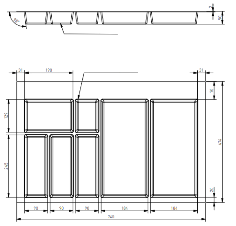 Decor Cutle Bestekbakken Inzet voor Keukenlade 800 Antraciet 1208966380