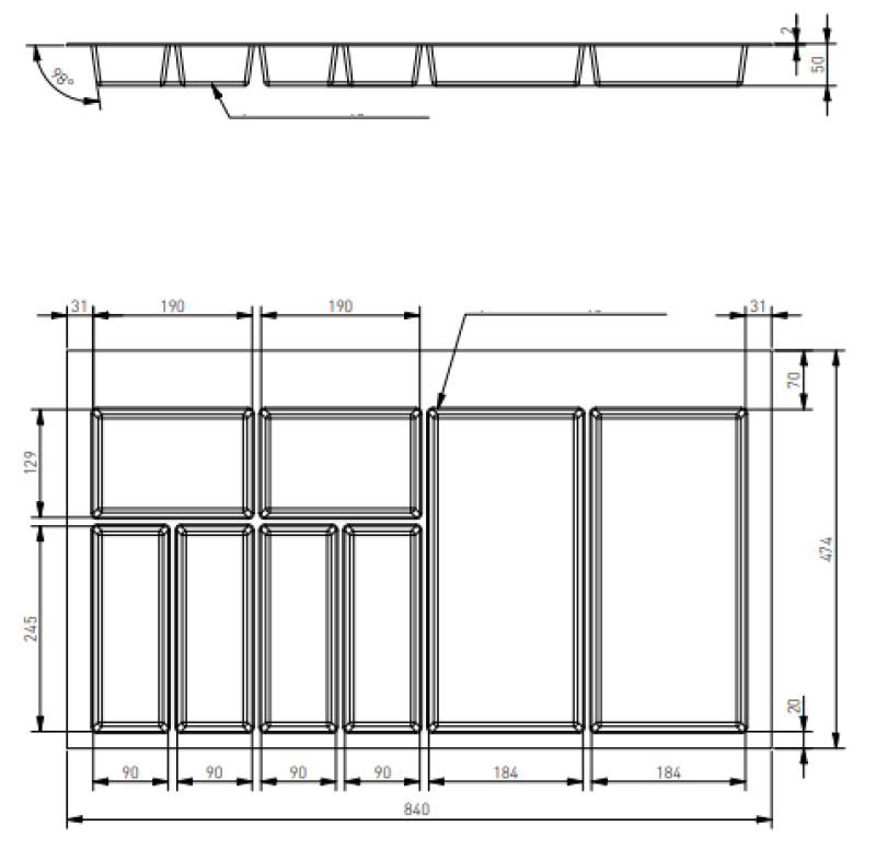 Decor Cutle Bestekbakken Inzet voor Keukenlade 900 Wit 1208966381