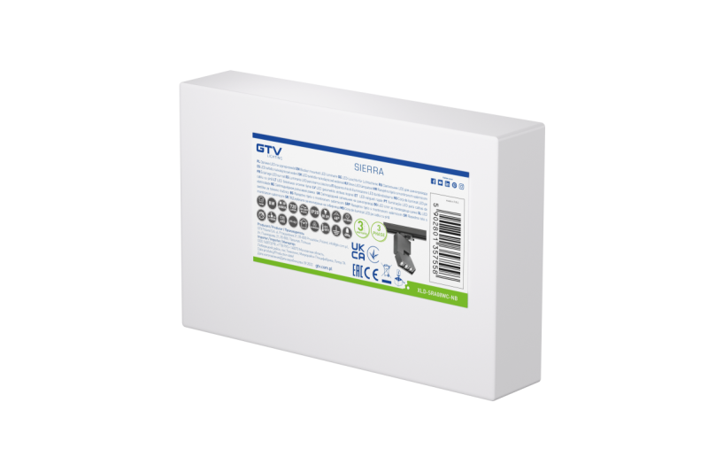 LED track light fixture SIERRA,8W,720lm,AC220-240V,50/60 Hz,PF>0,5,Ra≥80,IP20,IK08,4000K,48°,black 1208966625