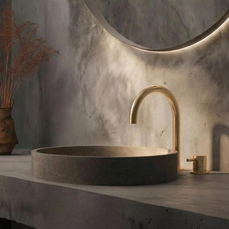 Waterevolution Flow 2-gats wastafelkraan geborsteld licht goud T1121UWGE