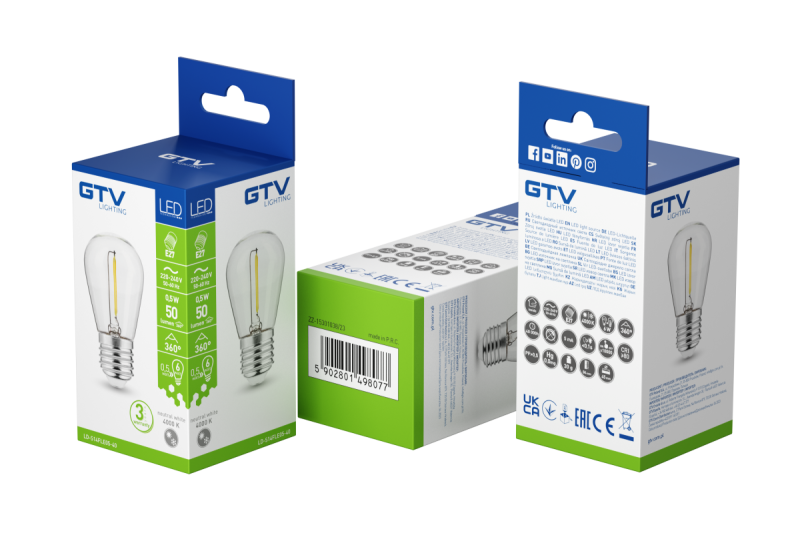 LED LIGHT SOURCE, FILAMENT, S14, 4000K, E27, 0,5W, AC220-240V, 360°, 50lm, 5mA 1208966969