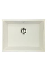 GraniteMy Universal granieten witte spoelbak 55x40 cm wit opbouw onderbouw en vlakinbouw met rvs plug 1208967109