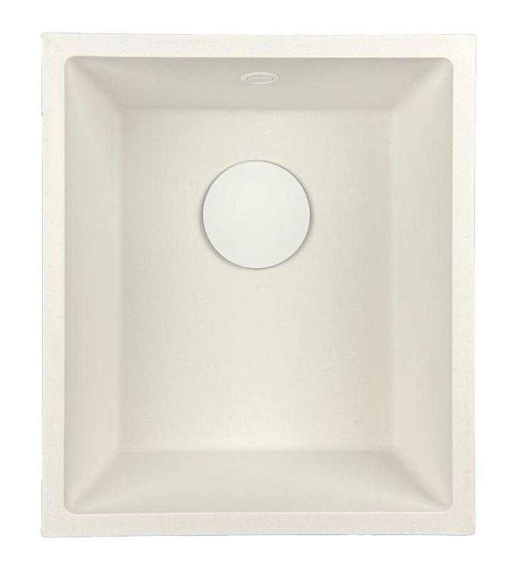 GraniteMy Universal granieten witte spoelbak 34x40 cm wit opbouw onderbouw en vlakinbouw met witte plug 1208967146