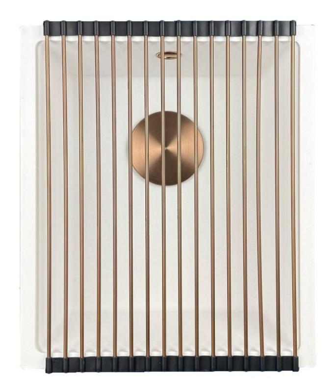 GraniteMy Universal granieten witte spoelbak 34x40 cm wit opbouw onderbouw en vlakinbouw met koperen plug 1208967148