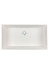 GraniteMy Universal granieten grote witte spoelbak 74x40 cm wit opbouw onderbouw en vlakinbouw met witte plug 1208967160