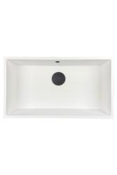 GraniteMy Universal granieten grote witte spoelbak 74x40 cm wit opbouw onderbouw en vlakinbouw met zwarte plug 1208967161