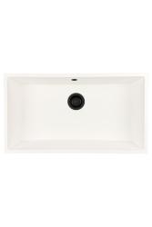 GraniteMy Universal granieten grote witte spoelbak 74x40 cm wit opbouw onderbouw en vlakinbouw met zwarte plug 1208967161