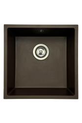 GraniteMy Universal granieten café spoelbak 40x40 cm opbouw, onderbouw en vlakinbouw met rvs plug 1208967212