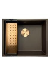 GraniteMy Universal granieten café spoelbak 50x40 cm opbouw, onderbouw en vlakinbouw met koperen plug 1208967229