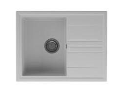 GraniteMy Vesi granieten opbouw witte spoelbak 64x50 cm met afdruip omkeerbaar met rvs plug 1208967298