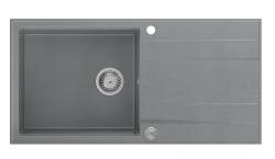 Quadri Luton grijs granieten opbouw spoelbak met afdruipvlak omkeerbaar 100x50cm met rvs plug 1208967323