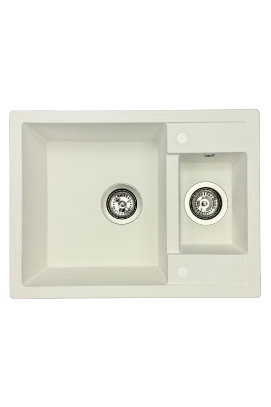 GraniteMy Smart extra ondiepe 1,5 granieten opbouw witte spoelbak 58x44cm 1208967418