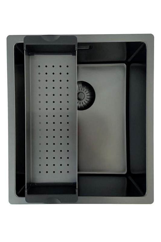 Pure.Sink Prestige spoelbak PVD gun metal 34x40cm 10mm radius onderbouw, vlakbouw, opbouw PPG3440-61