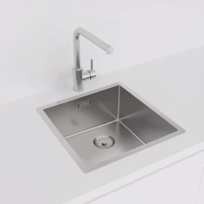 Pure.Sink Prestige RVS spoelbak 40x40 cm 10mm radius onderbouw, vlakbouw en opbouw PPG4040-02